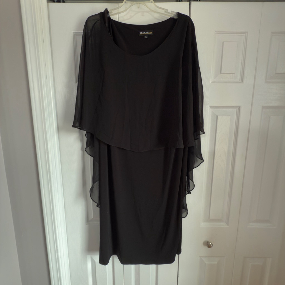 Women's Glamour Nights Black Midi Dress Plus 20W SKU528